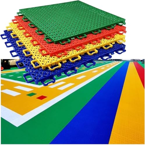 Kindergarten DIY Outdoor Sportplatzfliesen, rutschfeste und verschleißfeste modulare ineinander greifende Bodenmatten, 10 Stück(Yellow,5PCS) von YKMYXZ