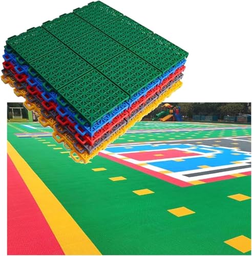 Modulare ineinander greifende Bodenmatten, Outdoor-Basketball-Kindergarten-DIY-Sportplatzfliesen, schnelle Entwässerung(Grey) von YKMYXZ