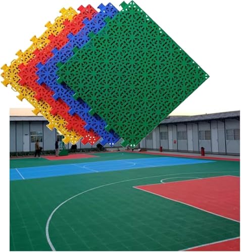 Outdoor-Sportfliesen for Basketball- und Badmintonplätze, wetterbeständige modulare Steckmatten(Red) von YKMYXZ