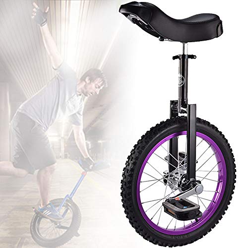 YKMYXZ, 16/18/20-Zoll-Rad-Einrad, rutschfeste Räder-Einrad, mit Leichtmetallfelge, extra dickem Reifen, Verstellbarer Sitz, for Outdoor-Sport, Fitness, Training, Gesundheit(Black,18inch) von YKMYXZ