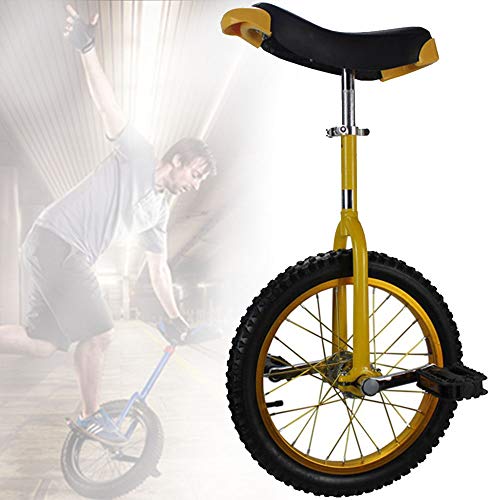 YKMYXZ, 16/18/20-Zoll-Rad-Einrad, rutschfeste Räder-Einrad, mit Leichtmetallfelge, extra dickem Reifen, Verstellbarer Sitz, for Outdoor-Sport, Fitness, Training, Gesundheit(Yellow,18inch) von YKMYXZ