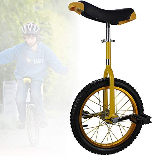 YKMYXZ, 16/18/20-Zoll-Rad-Einrad, rutschfeste Räder-Einrad, mit Leichtmetallfelge, extra dickem Reifen, Verstellbarer Sitz, for Outdoor-Sport, Fitness, Training, Gesundheit(Yellow,18inch) von YKMYXZ