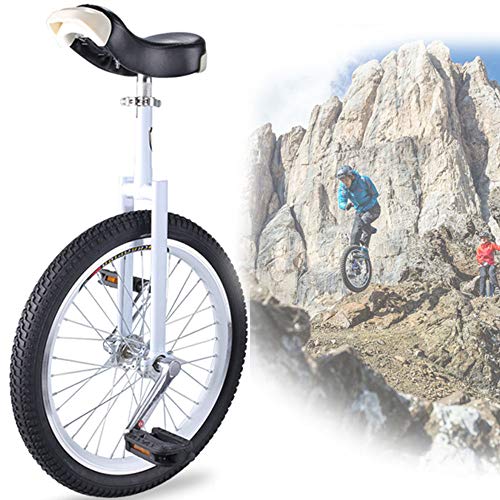 YKMYXZ, 18-Zoll-Einrad, verstellbares Outdoor-Einrad, rutschfeste Reifen, mit stabilem Aufbewahrungsständer, Balance-Radfahren, Übungsfitness for Erwachsene(White) von YKMYXZ