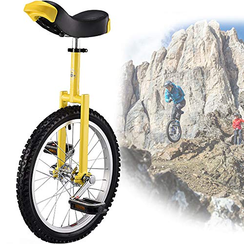 YKMYXZ, 18-Zoll-Einräder for Erwachsene, Einrad mit rutschfesten Rädern, Bergreifen, Reiten, Selbstausgleichsübung, Laufradfahren, Outdoor-Sport, Fitnessübung(Yellow) von YKMYXZ