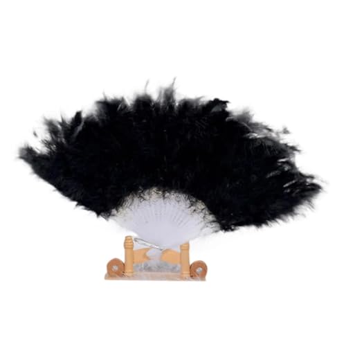 YKMYXZ, 1pc Straußenfeder Fan Bunte Flauschige Federn Hand Fan Feier Party Hochzeit Tanz Bühne Zeigen Requisiten Halloween Decor Craft(Bk) von YKMYXZ