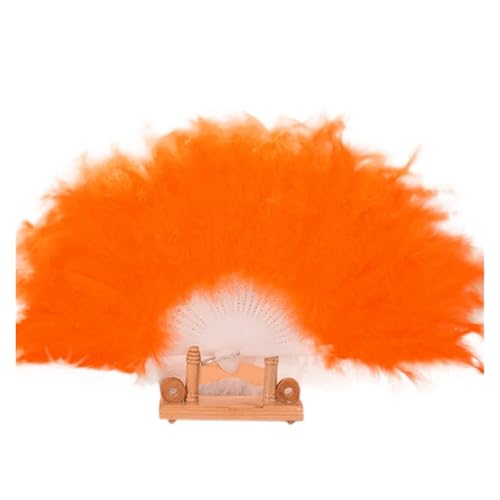 YKMYXZ, 1pc Straußenfeder Fan Bunte Flauschige Federn Hand Fan Feier Party Hochzeit Tanz Bühne Zeigen Requisiten Halloween Decor Craft(Or) von YKMYXZ