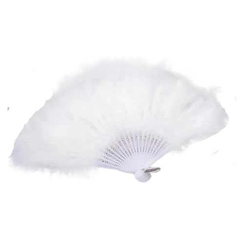 YKMYXZ, 1pc Straußenfeder Fan Bunte Flauschige Federn Hand Fan Feier Party Hochzeit Tanz Bühne Zeigen Requisiten Halloween Decor Craft(Wh) von YKMYXZ