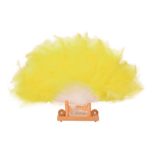 YKMYXZ, 1pc Straußenfeder Fan Bunte Flauschige Federn Hand Fan Feier Party Hochzeit Tanz Bühne Zeigen Requisiten Halloween Decor Craft(Ye) von YKMYXZ