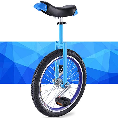YKMYXZ, 20/18/16 Zoll Einrad, Verstellbarer Sitz, rutschfeste Reifen, mit stabilem Aufbewahrungsständer, Balance-Radfahren, Fitness for Erwachsene(Blue,18inch) von YKMYXZ