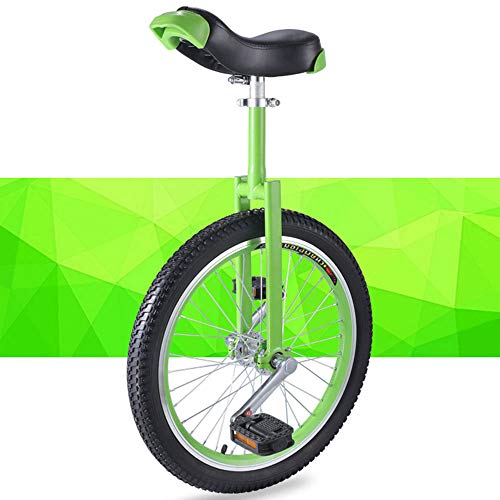 YKMYXZ, 20/18/16 Zoll Einrad, Verstellbarer Sitz, rutschfeste Reifen, mit stabilem Aufbewahrungsständer, Balance-Radfahren, Fitness for Erwachsene(Green,20inch) von YKMYXZ