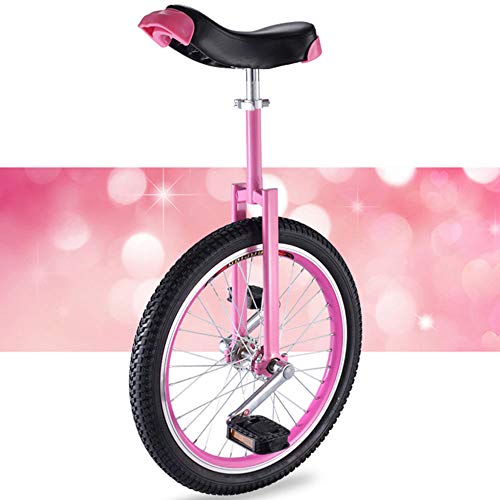 YKMYXZ, 20/18/16 Zoll Einrad, Verstellbarer Sitz, rutschfeste Reifen, mit stabilem Aufbewahrungsständer, Balance-Radfahren, Fitness for Erwachsene(Pink,16inch) von YKMYXZ