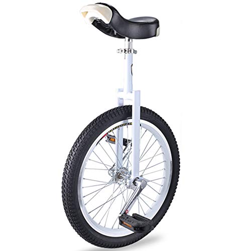 YKMYXZ, 20/18/16 Zoll Einrad, Verstellbarer Sitz, rutschfeste Reifen, mit stabilem Aufbewahrungsständer, Balance-Radfahren, Fitness for Erwachsene(White,20inch) von YKMYXZ