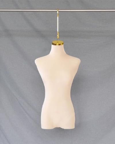 YKMYXZ, Elegante Schneiderpuppe mit Samtbezug und Haken, Schaufensterpuppenmodell for Kleider(Beige,Gold Long Hook) von YKMYXZ