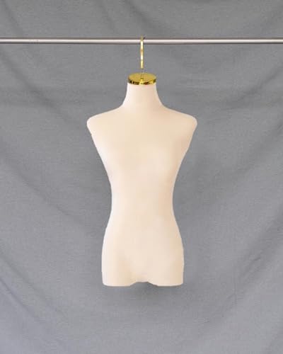 YKMYXZ, Elegante Schneiderpuppe mit Samtbezug und Haken, Schaufensterpuppenmodell for Kleider(Beige,Gold Short Hook) von YKMYXZ