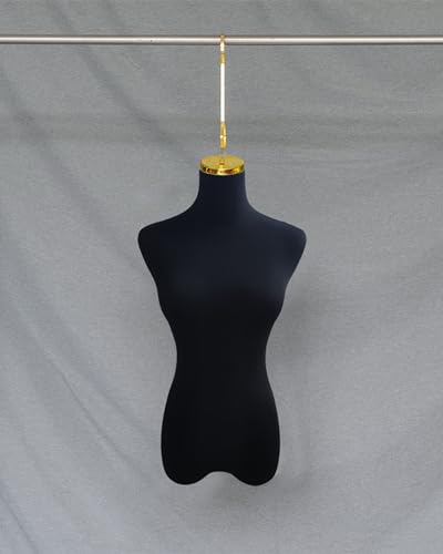 YKMYXZ, Elegante Schneiderpuppe mit Samtbezug und Haken, Schaufensterpuppenmodell for Kleider(Black,Gold Long Hook) von YKMYXZ