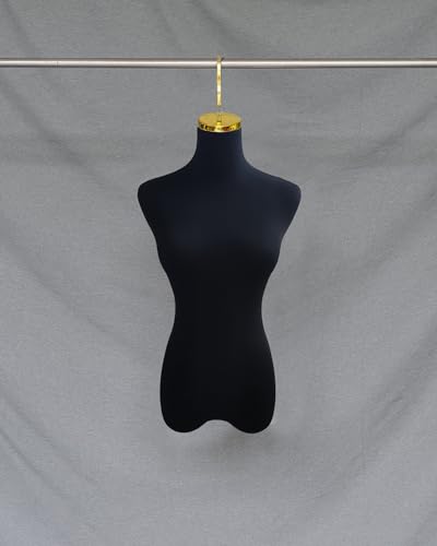 YKMYXZ, Elegante Schneiderpuppe mit Samtbezug und Haken, Schaufensterpuppenmodell for Kleider(Black,Gold Short Hook) von YKMYXZ