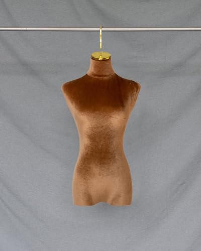 YKMYXZ, Elegante Schneiderpuppe mit Samtbezug und Haken, Schaufensterpuppenmodell for Kleider(Brown,Gold Long Hook) von YKMYXZ