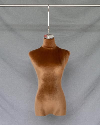 YKMYXZ, Elegante Schneiderpuppe mit Samtbezug und Haken, Schaufensterpuppenmodell for Kleider(Brown,Silver Long Hook) von YKMYXZ