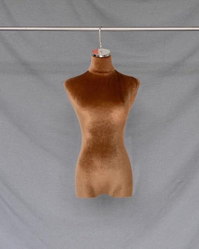 YKMYXZ, Elegante Schneiderpuppe mit Samtbezug und Haken, Schaufensterpuppenmodell for Kleider(Brown,Silver Short Hook) von YKMYXZ