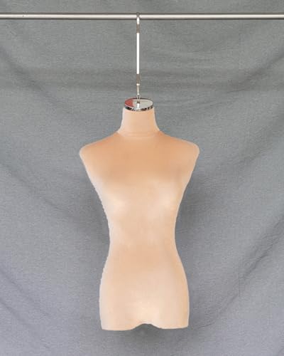 YKMYXZ, Elegante Schneiderpuppe mit Samtbezug und Haken, Schaufensterpuppenmodell for Kleider(Khaki,Silver Long Hook) von YKMYXZ