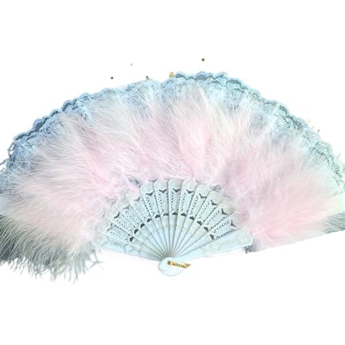 YKMYXZ, Faltende Federfächer, 1 Stück, Quasten-Anhänger, Handfächer, Spitze, Feder, Faltfächer, Handfächer, Tanzparty, Hochzeit, Dekoration, Requisiten, Feder(Pink) von YKMYXZ
