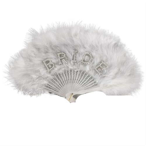 YKMYXZ, Faltende Federfächer Braut Hochzeit Handfächer Feder Faltfächer Rot Weiß Kunsthandwerk Mädchen Tanzfächer Geschenk Party Home Decor Feder(White) von YKMYXZ