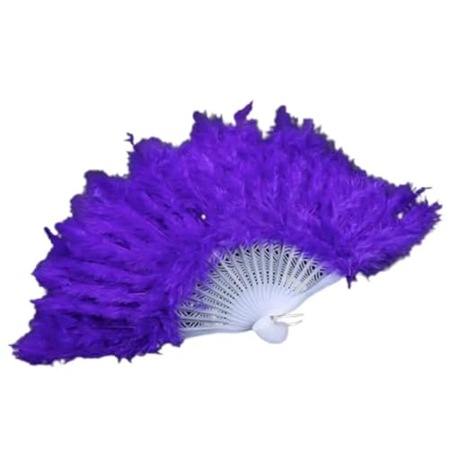YKMYXZ, Faltende Federfächer Hochzeit Federfächer Braut Handheld Nicht Faltbare Fächer Hochzeit Fotoshooting Pose Heimdekoration Requisite Feder Faltbarer Handfächer(Purple) von YKMYXZ