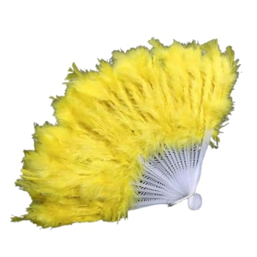 YKMYXZ, Faltende Federfächer Hochzeit Federfächer Braut Handheld Nicht Faltbare Fächer Hochzeit Fotoshooting Pose Heimdekoration Requisite Feder Faltbarer Handfächer(Yellow) von YKMYXZ