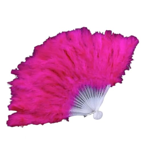 YKMYXZ, Feder-Tanzfächer, Handfächer, handgefertigt, feine Textur, chinesischer Stil, sanftes Öffnen/Schließen, Klassische Aufführungsdekoration, Elegantes chinesisches Tanzpar(Rose Red) von YKMYXZ