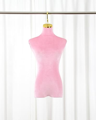 YKMYXZ, Hängende Schaufensterpuppe Halbkörper, Brautkleid Schneiderpuppe mit Metallhaken, Elegante Samthülle Damenpuppe(Pink,Short Hook 10cm(4in)) von YKMYXZ