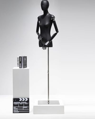 YKMYXZ, Höhenverstellbare Nähpuppe, extra Kleiner Torso-Schneiderpuppe for Schaufenster/Schneiderladen/Schneiderin(Silver Stand with Head and Arms) von YKMYXZ