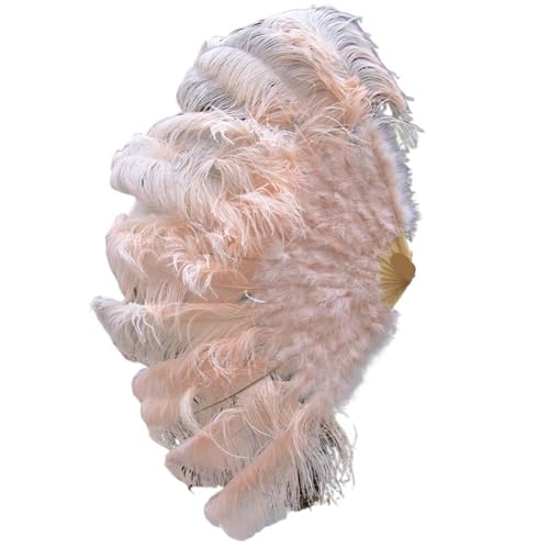 YKMYXZ, Klappbare Federfächer, 1–2 Stück, Federfächer, 90–130 cm, großer handgehaltener Faltfächer, Karneval, Bühnenaufführungszubehör, Faltbare Federfächer(Champagne,90CM) von YKMYXZ