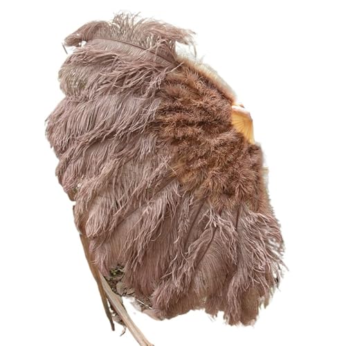 YKMYXZ, Klappbare Federfächer, 1–2 Stück, Federfächer, 90–130 cm, großer handgehaltener Faltfächer, Karneval, Bühnenaufführungszubehör, Faltbare Federfächer(Coffee,90CM) von YKMYXZ