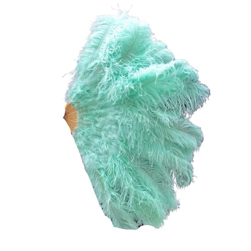 YKMYXZ, Klappbare Federfächer, 1–2 Stück, Federfächer, 90–130 cm, großer handgehaltener Faltfächer, Karneval, Bühnenaufführungszubehör, Faltbare Federfächer(Deep Green,90CM) von YKMYXZ