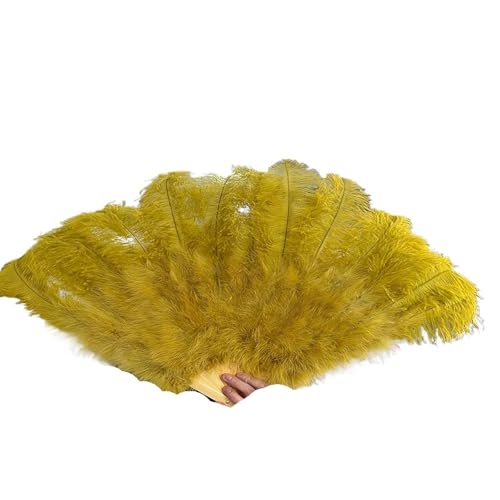 YKMYXZ, Klappbare Federfächer, 1–2 Stück, Federfächer, 90–130 cm, großer handgehaltener Faltfächer, Karneval, Bühnenaufführungszubehör, Faltbare Federfächer(Green,90CM) von YKMYXZ