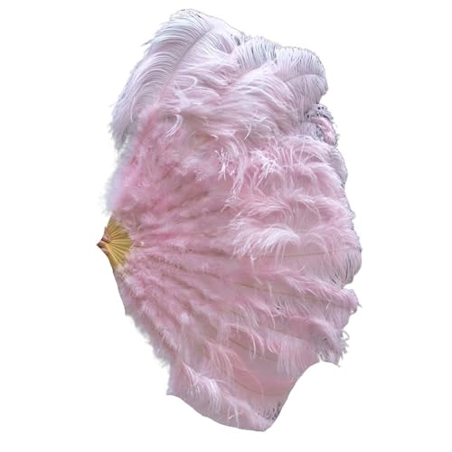 YKMYXZ, Klappbare Federfächer, 1–2 Stück, Federfächer, 90–130 cm, großer handgehaltener Faltfächer, Karneval, Bühnenaufführungszubehör, Faltbare Federfächer(Light Pink,90CM) von YKMYXZ