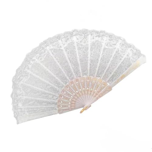 YKMYXZ, Klappbare Federfächer, Faltbarer Fächer, Vintage-Handfächer, Feder-Spitze-Quasten, Kunsthandwerk, Geschenk for Hochzeit, Party, Gastgeschenk, Heimdekoration(White 01) von YKMYXZ