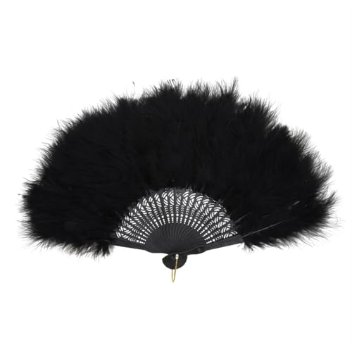 YKMYXZ, Klappbare Federfächer, klappbarer Federfächer, handgehaltener Feenfächer, handgehaltene Ornamente, Haushaltsfeder, Faltbarer Handfächer(Black) von YKMYXZ