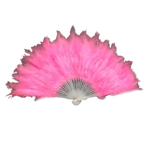 YKMYXZ, Klappbare Federfächer, klappbarer Federfächer, handgehaltener Feenfächer, handgehaltene Ornamente, Haushaltsfeder, Faltbarer Handfächer(Pink) von YKMYXZ