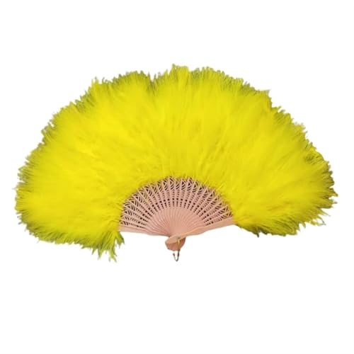 YKMYXZ, Klappbare Federfächer, klappbarer Federfächer, handgehaltener Feenfächer, handgehaltene Ornamente, Haushaltsfeder, Faltbarer Handfächer(Yellow) von YKMYXZ