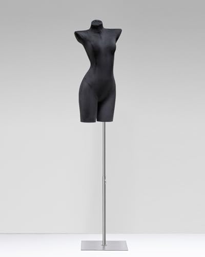 YKMYXZ, Kleiderständer, Schaufensterpuppe, kurvige Schaufensterpuppe for Einzelhandelsgeschäfte/Fotografie/Schaufenster(Black,with Stand) von YKMYXZ