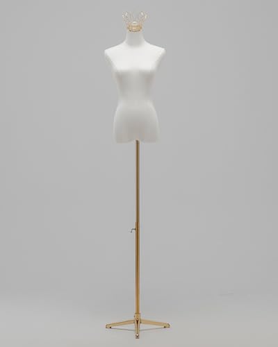 YKMYXZ, Kleiderständer for Damen, Schaufensterpuppen-Modell mit silberner/Goldener Krone for das Schaufenster im Einzelhandel(Gold Stand B,Without Arms) von YKMYXZ