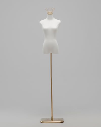 YKMYXZ, Kleiderständer for Damen, Schaufensterpuppen-Modell mit silberner/Goldener Krone for das Schaufenster im Einzelhandel(Gold Stand C,Without Arms) von YKMYXZ