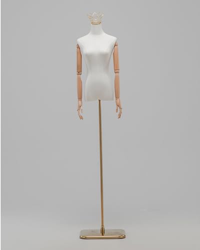 YKMYXZ, Kleiderständer for Damen, Schaufensterpuppen-Modell mit silberner/Goldener Krone for das Schaufenster im Einzelhandel(Gold Stand C,with Arms) von YKMYXZ