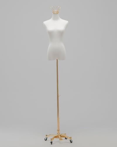 YKMYXZ, Kleiderständer for Damen, Schaufensterpuppen-Modell mit silberner/Goldener Krone for das Schaufenster im Einzelhandel(Gold Stand D,Without Arms) von YKMYXZ