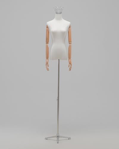 YKMYXZ, Kleiderständer for Damen, Schaufensterpuppen-Modell mit silberner/Goldener Krone for das Schaufenster im Einzelhandel(Silver Stand B,with Arms) von YKMYXZ