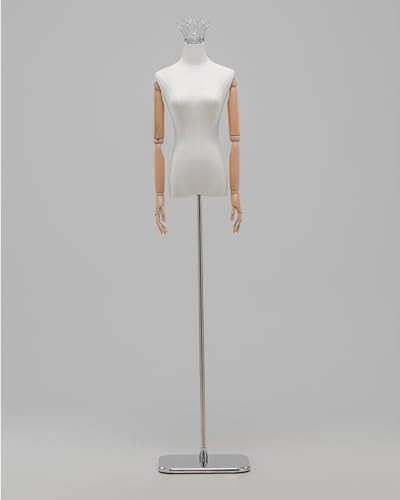 YKMYXZ, Kleiderständer for Damen, Schaufensterpuppen-Modell mit silberner/Goldener Krone for das Schaufenster im Einzelhandel(Silver Stand C,with Arms) von YKMYXZ