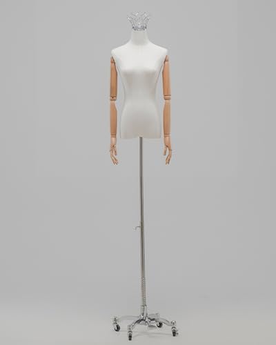 YKMYXZ, Kleiderständer for Damen, Schaufensterpuppen-Modell mit silberner/Goldener Krone for das Schaufenster im Einzelhandel(Silver Stand D,with Arms) von YKMYXZ