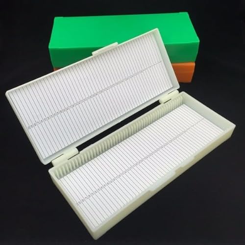 YKMYXZ, Kunststoff-Mikroskop-Glasobjektträgerbox 100 50 25 12 10 Stück Aufbewahrungskofferhalter for biologische Scheiben for vorbereitete Mikroskopobjektträger(50pcs slides box) von YKMYXZ