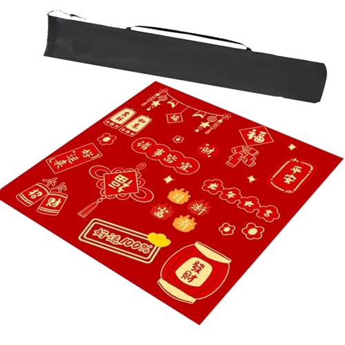 YKMYXZ， Mahjong-Tischmatte, Tisch-Spielmatten, Paigow Poker-Spieltisch-Abdeckung, rutschfeste, geräuschreduzierende Brettspielmatte(Red,27.6x27.6inch/70x70cm) von YKMYXZ